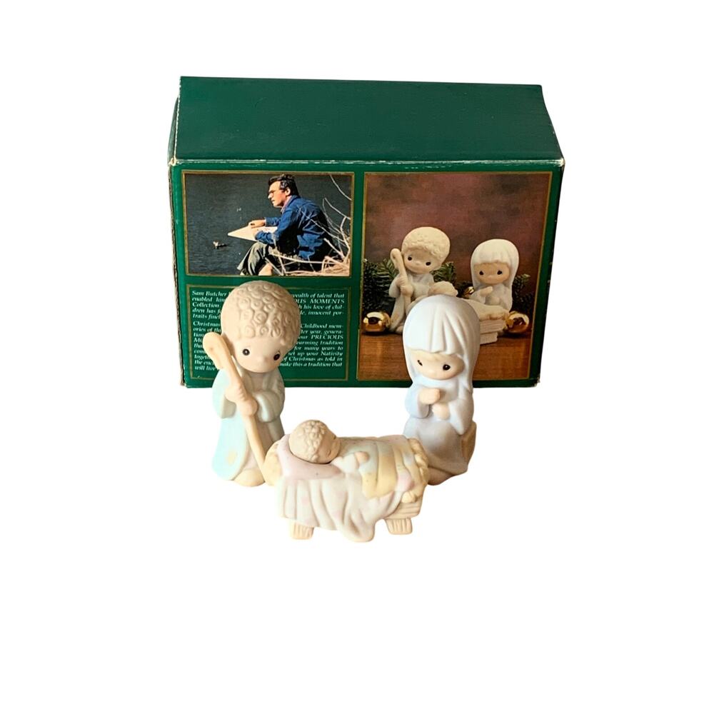 Precious Moments Vtg 1982 Mary Joseph Jesus Come Let Us Adore Him Miniatures